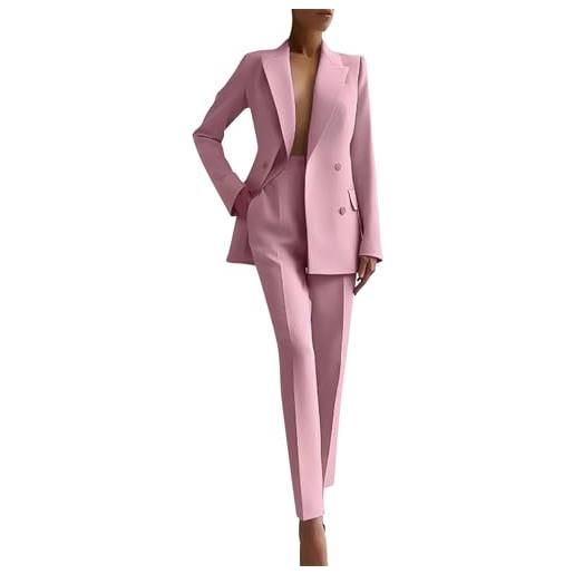MJGkhiy tailleur donna pantaloni e giacca elegante curvy completi blazer a maniche lunghe lavoro due pezzi set casual sera completo business ufficio slim fit tuta primaverile autunno