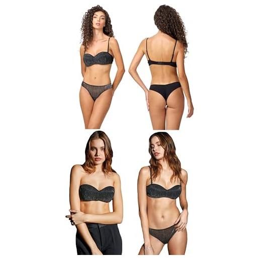 JADEA galà coordinato ragazza completo intimo donna reggiseno fascia bretelle removibili e brasiliano 4683 (nero, 3/m)