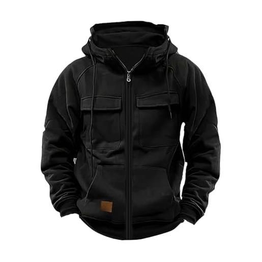 Meaunzyl felpa uomo con cappuccio e zip con tasche laterali cotone leggera felpe da lavoro abbigliamento felpa tinta unita autunno inverno maniche lunghe cardigan felpa uomo con zip