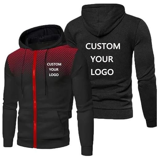 East-hai-buy felpa con cappuccio personalizzata - cappotto con testo personalizzato o logo - felpa da uomo con zip slim fit a maniche lunghe primavera autunno red, l