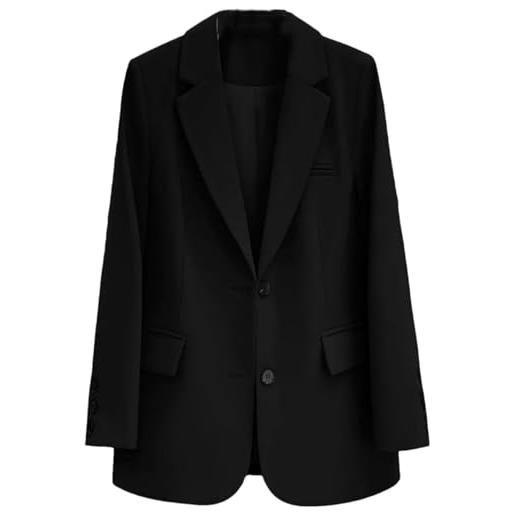 Generico blazer monopetto classico da donna con risvolto alla moda tinta unita elegante blazer leggero da ufficio casual da lavoro allentato (rosa, s)