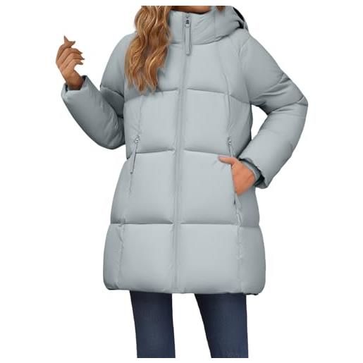 MJGkhiy piumino donna lungo con cappuccio invernale elegante cappotti lunghi leggero caldo giubbotto lunghe curvy antivento piumini con zip casual parka con tasche comodo giacca imbottita