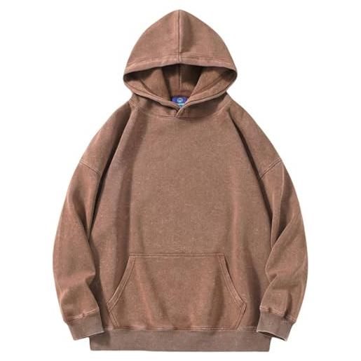 Silver Basic uomo donna 100% cotone felpe con cappuccio oversize pullover hoodie lavato vintage y2k felpe sportiva unisex xl, rosa-1