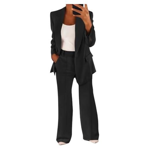 shownicer tailleur donna eleganti pantaloni e giacca da cerimonia completo blazer a maniche lunghe tuta elastici in vita set di abiti in tinta unita due pezzi elegante suit a verde m