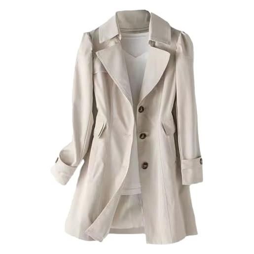 Generico trench da donna di media lunghezza, cappotto classico antivento giacca cappotto lungo elegante softshell coat calda con tasche traspirante caldo leggero soprabito per esterni