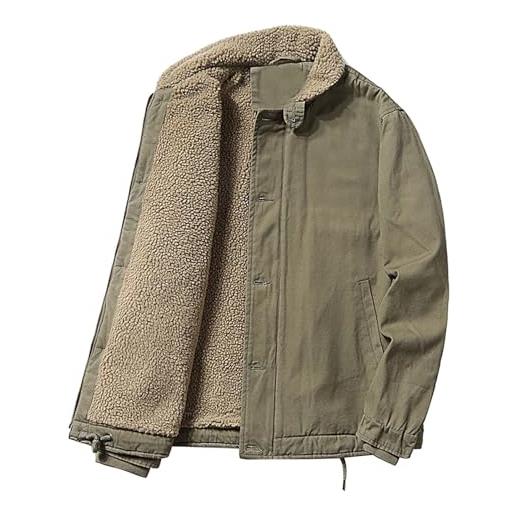 Generisch giacca invernale da uomo nera, taglie grandi m-5xl | giubbotto corto in lana di montone da uomo con bottoni, giacca in cotone con fodera calda, giacche spesse, giacca vintage da esterno