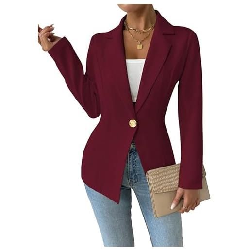 nicticsi blazer da donna a maniche lunghe classico risvolto abito con singolo bottone business giacca da lavoro slim fit tinta unita abiti da ufficio b bianco s