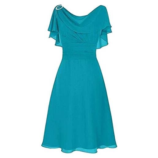 BOTCAM abito da donna elegante per matrimonio lungo con spalle scoperte in chiffon con ruches, aderente, a linea a, abiti da festa, abito da sera, abito estivo, lunghezza al ginocchio, abiti vintage, abiti