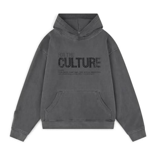 ORANDESIGNE crystal hoodies oversize felpa con cappuccio sportivo casual imitazione diamanti hoodies maglione jumper a grigio m