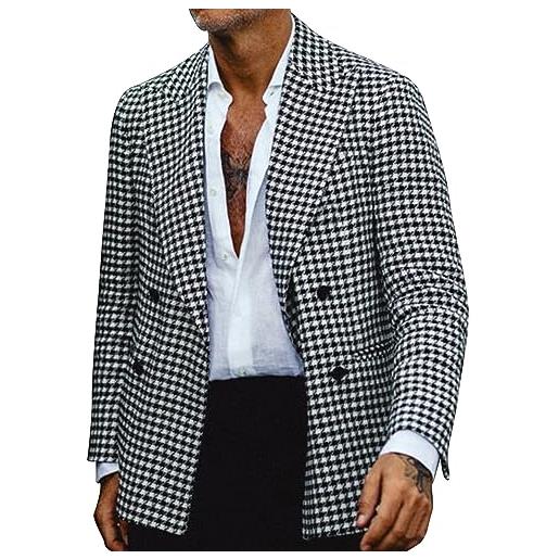 pvucpot uomo doppiopetto a spina di pesce uomini suit tweed giacca di smart wedding blazer