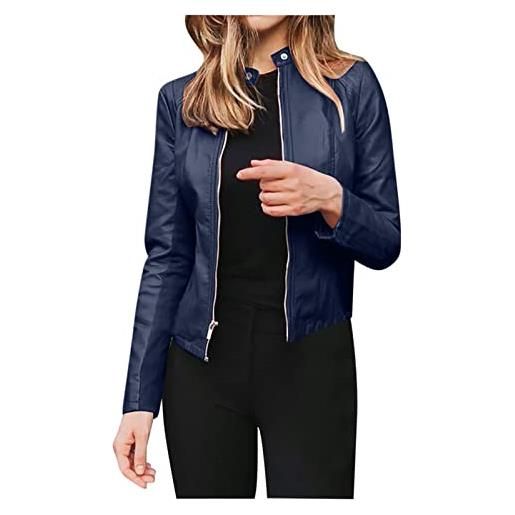 HAOLEI giubbino impermeabile ecopelle donna giacca in pelle donna in similpelle trapuntata giubbino biker giubbotto moto vera pelle leggera bomber giacca causal 2024 offerte del giorno a10 verde
