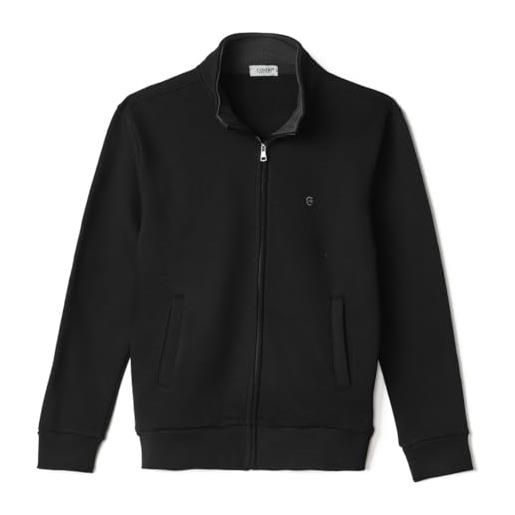 Coveri felpa uomo aperta senza cappuccio zip intera invernale felpata con tasche pesante (xxl - verde)