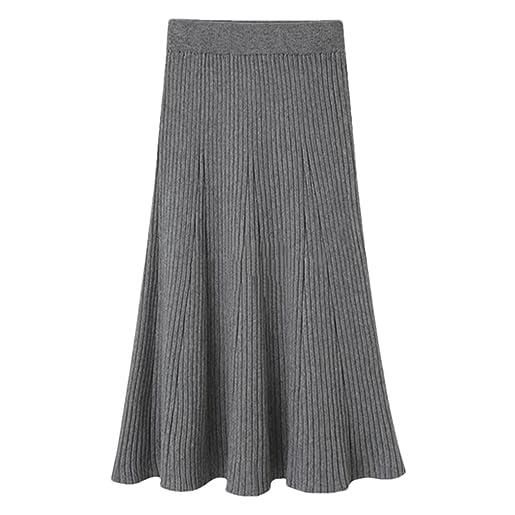 DBFBDTU gonna invernale da donna gonna lunga lavorata a maglia a vita alta gonne femminili vintage elasticizzate gonne taglie forti dark gray9 5xl