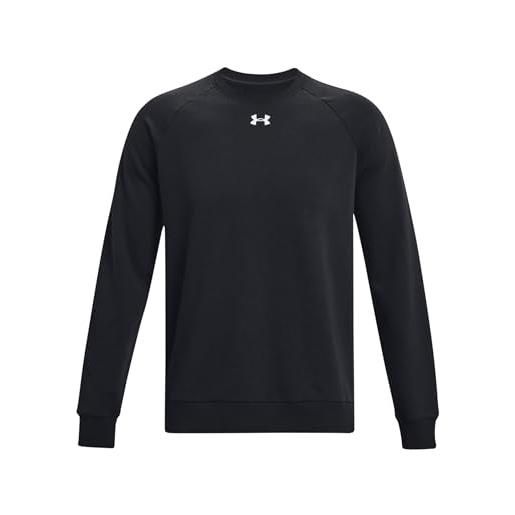 Under Armour uomo rival fleece crew, maglione sportivo con vestibilità ampia, comodo e caldo maglione da uomo, (001) nero/bianco, xxl alto