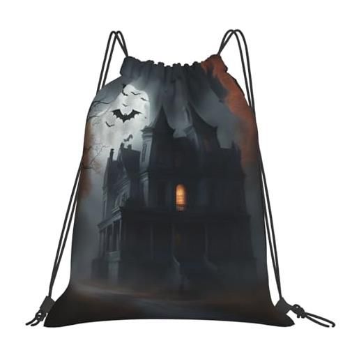 Generic borsa con coulissesacca con cordoncino per donna escursionismo vacanze 36x42cm regolabile moda borsa palestra halloween horror