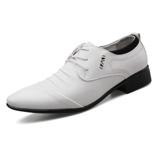 DXSYGMBN scarpe oxford da uomo eleganti in pelle classiche stringate cerimonia business scarpe basse a punta casual matrimonio, nero, 39 eu