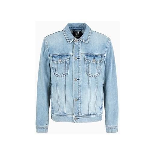 Armani Exchange icon project, denim, button logo giacca, indaco, l uomo, indaco, l