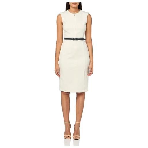Tommy Hilfiger belted textured mini knit jacquard sheath dress vestito, perla, 50 donna
