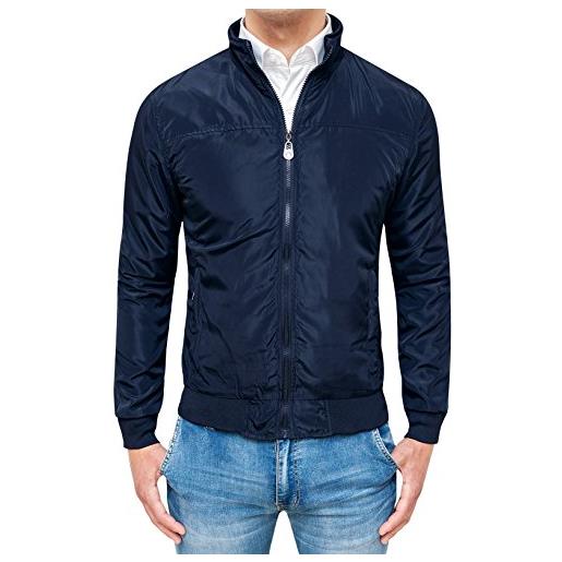 Evoga giacca giubbotto uomo casual giubbino trench impermeabile primavera estate (l, nero)