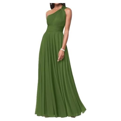 AHERKLL una spalla abiti da damigella d'onore per abito da cocktail di cerimonia nuziale abito da sera chiffon abito da ballo plus size hah030, blu, 40