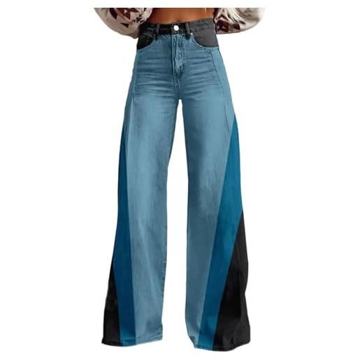 Udbeksid baggy jeans donna gamba larga, pantaloni a zampa anni 70 retrò, vita alta vintage, y2k streetwear hippie, bootcut velluto donna, stampati oversize, casual moda