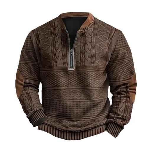 Generic felpa da uomo con cappuccio, da uomo, senza cappuccio, alla moda, con cappuccio e felpe da lavoro, da uomo, oversize, maglione da uomo, a maniche lunghe da uomo, marrone, 3xl