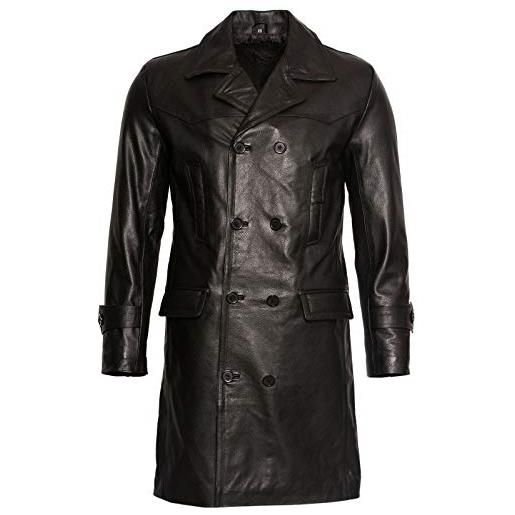 Infinity Leather giacca da uomo in pelle di vacchetta nera militare tedesca xs