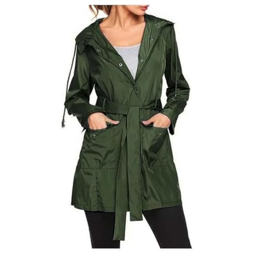 Goolecrimp impermeabile leggero da donna impermeabile traspirante con cappuccio impermeabile moda autunnale tendenza antivento giacca con cerniera con tasche (blu navy, m)