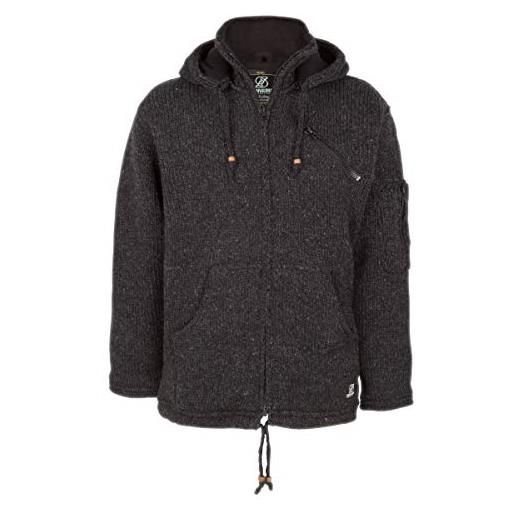 SHAKALOHA LIFE IS FOR LIVING shakaloha - cardigan in lana con cappuccio - crush ziphood in antracite per uomo/unisex - giacca con cappuccio foderata in pile - lavorato a mano in nepal, antracite. , l