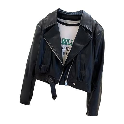 JIEDOUKEJI giacca ecopelle donna giubbino ecopelle giubbotto pelle giacca similpelle biker giubbini moto leather jacket giacche finta pelle pu bikers giubbotti moto motociclista donna primavera marrone m