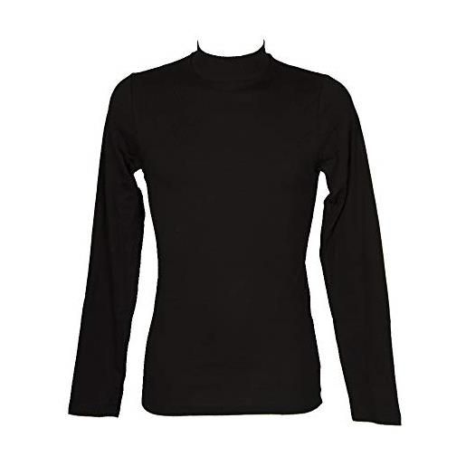 RAGNO lupetto mezzo collo uomo maglia manica lunga caldo e soffice cotone bio articolo u262az bio cotton, 020 nero, 7-settima