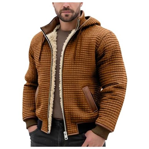 Generico felpa uomo invernale pile con zip giubbotto doubleface micropile peluche giacca termico pesante ultra caldo comodo cappuccio tasche multiuso per montagna lavoro streetwear sport escursionismo