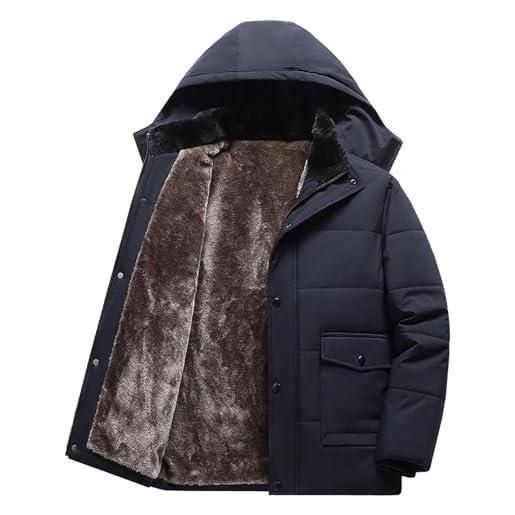 Generic giacca invernale da uomo, parka spesso e impermeabile, antivento, caldo e imbottito, con cappuccio in pelliccia sintetica rimovibile, nero, taglia 7xl