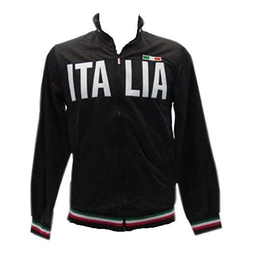 BrolloGroup felpa italia zip intera senza cappuccio ps 32613-bis (nero, xxxl)