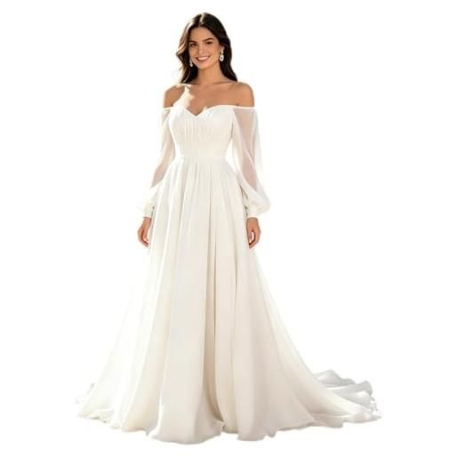 EGSDMNVSQ abito elegante da sera in chiffon bianco, lungo senza spalline, da damigella d'onore fino al pavimento, da ballo senza schienale