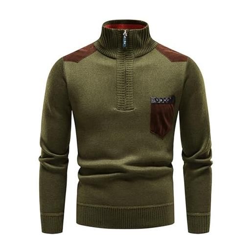New front maglione pullover uomo con zip - giacca in maglia senza cappuccio - felpa con cerniera - giacca caccia comfort vestibilità invernale - grigio scuro xl