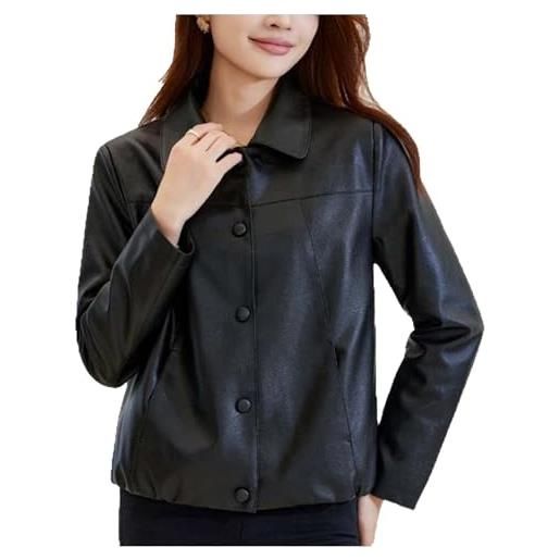 KHIRVWL giacca di pelle corta donna stile biker alla moda giacche di ecopelle giubbino antivento autunno giubbotti in pelle donna curvy giubbotto similpelle cappotto vintage parka