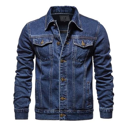 Oanviso giacca di jeans da uomo elegante giubbotto di jean denim motociclista denim giaccas giubbino slim fit con strappi outerwear oversized per primavera a blu scuro m