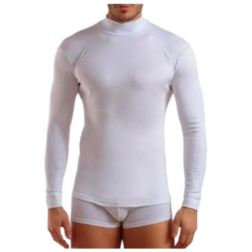 SalGiu lupetto uomo (2 pezzi) 100% caldo cotone invernale mezzo collo felpato elasticizzata (3xl, bianco)