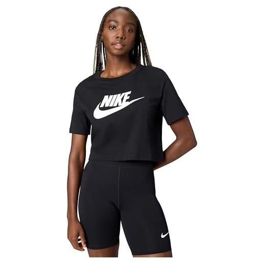 Nike w nsw tee essntl crp icn ftr tshirt, donna, nero, xl