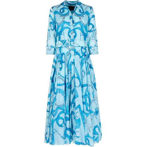 Samantha Sung abito lungo aster a fiori con cintura - blu