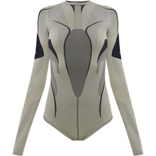 Off-White graphic-print long-sleeve bodysuit - grigio