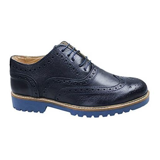AK collezioni scarpe uomo francesine blu scuro vera pelle artigianali casual eleganti (45)