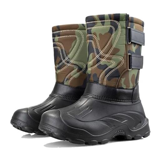 WCXTY doposci da uomo impermeabili, all'aperto in cima proteggere la caviglia caldi scarponi da neve per uomo, comodo antiscivolo racchette da neve foderate di pelliccia (color: black, size: 42 eu)