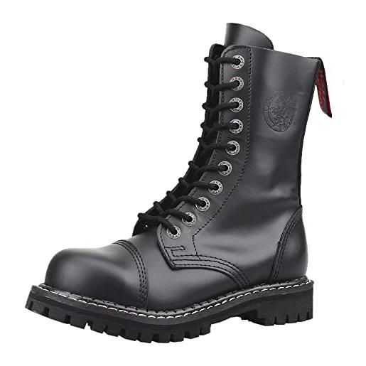Angry Itch - 10-fori nero vera pelle anfibi allacciati militari unisex - taglie 36-48 - made in eu!, eu-größe: eu-37