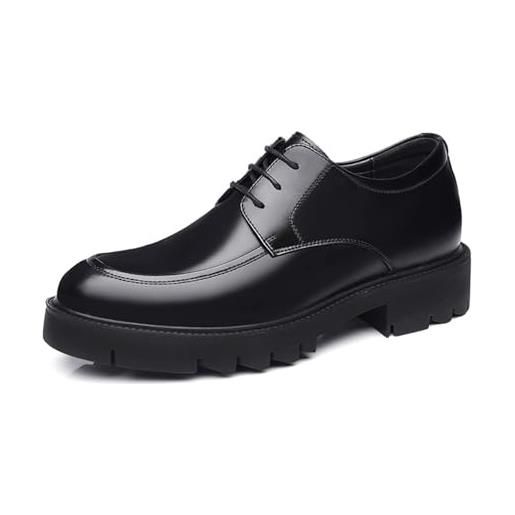 Generisch scarpe da uomo con rialzo scarpe in pelle eleganti scarpe da lavoro classiche oxford scarpe chunky heel scarpe formali impermeabili scarpe stringate comode in pelle sneakers casual, nero , 43 eu