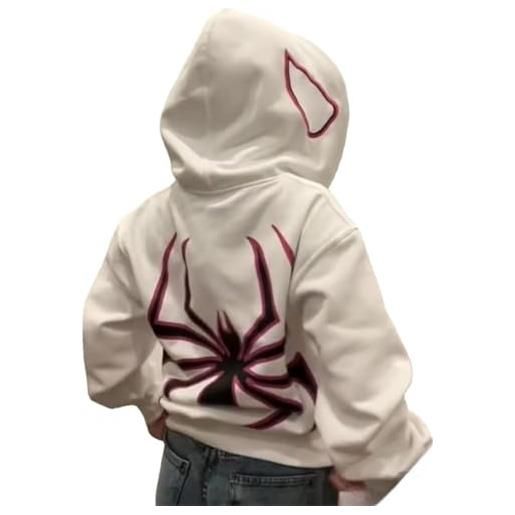 Silver Basic felpa con cappuccio oversize spider da uomo grunge vintage y2k clothes full zip spider web printing vintage gothic sweatjacke unisex m, blackwhite-2