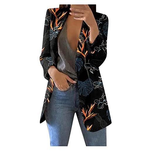 Generico blazer donna autunno giubbotto primaverile donna maniche lunghe fluido suits autunnale tailleur cerimonia leggero giacca mezza stagione elegante blazer ropa 11#nero xl