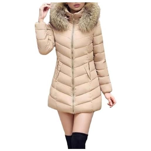 MJGkhiy piumino donna lungo con cappuccio invernale leggero cappotto trapuntato elegante antivento giubbotto lunghe curvy caldo parka con tasche casual cappotti lunghi comodo giacca imbottita