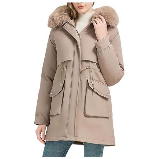 MJGkhiy piumino donna con cappuccio lungo invernale leggero giubbotto lunghe elegante caldo cappotti lunghi casual antivento piumini con zip curvy cappotto trapuntato taglie forti parka con tasche